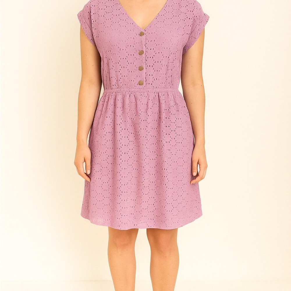 Copper Key Lilac Eyelet Mini Dress
